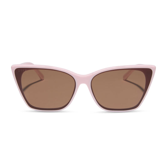 ALINA - POWDER PINK + BROWN SUNGLASSES